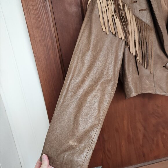 Vintage American Leather Genuine Leather Fringed Cropped Jacket - Picture 2 of 13
